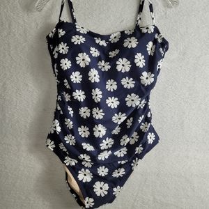 Kona Sol Women's Navy White Floral Print Size L One Piece Swimsuit Cover Up